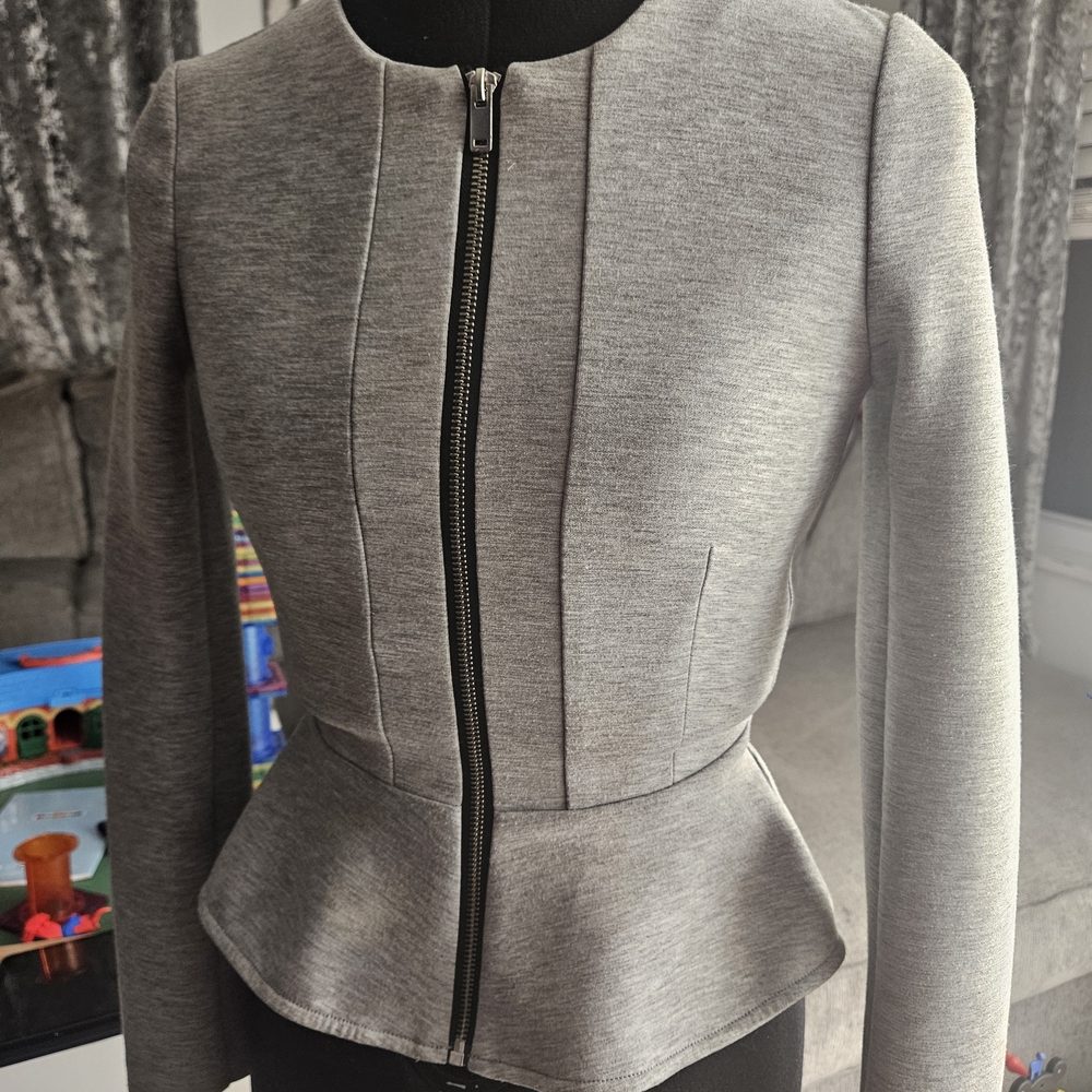 Elegant Gray Women's Peplum Jacket